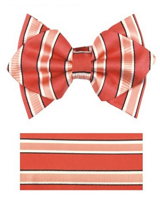 premium silk necktie options for weddings-Melon Stripe Bow Tie Set