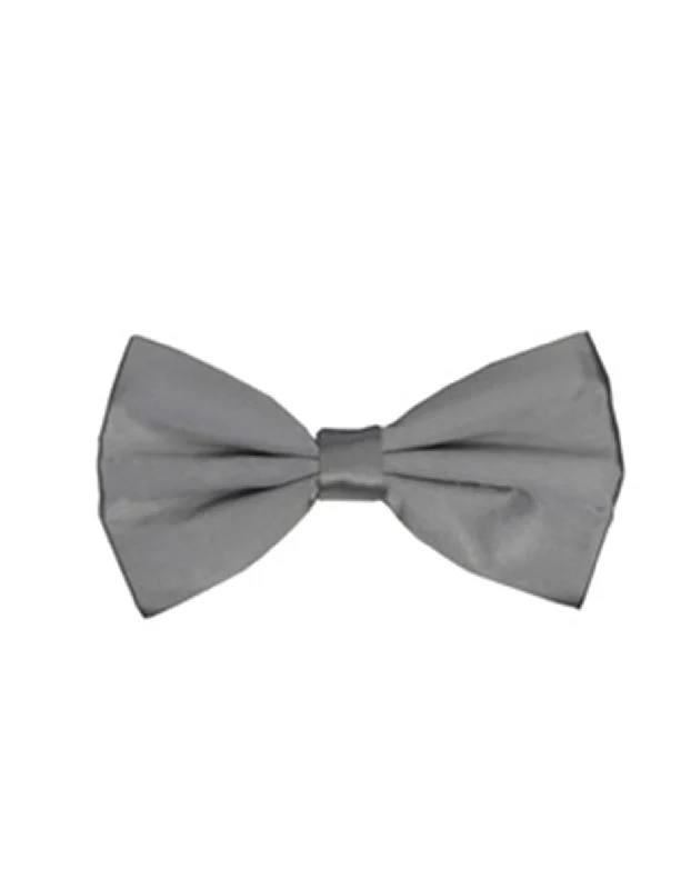 slim silk necktie combinations for office wear-Grey Pre-Tied Bow Tie