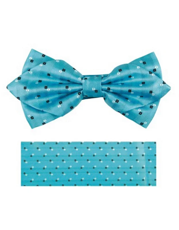 stylish silk necktie combinations for business-Aqua Dot Bow tie Set