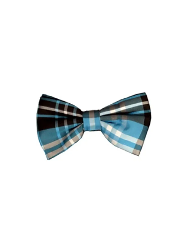 vibrant wedding necktie colors for men-Turquoise Plaid Bow Tie