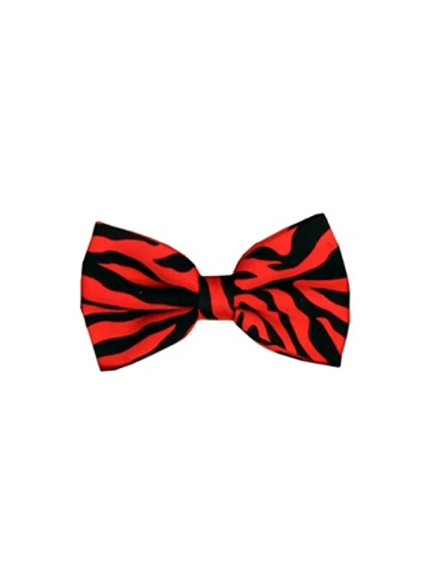 luxury wedding necktie sets for men-Red Animal Print Bow Tie