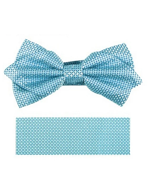 modern wedding silk necktie ideas-Turquoise Woven Bow Tie Set