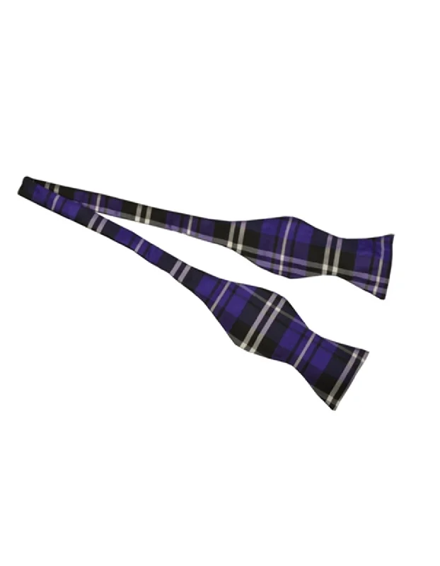 unique wedding necktie patterns for men-Purple Plaid Self-Tie Bow Tie