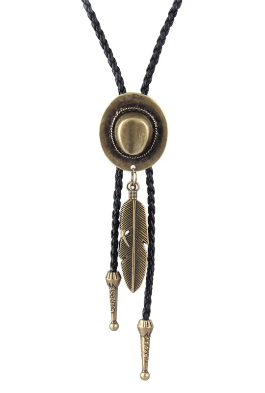 designer necktie ideas for weddings-Bronze Cowboy Hat Bolo Tie