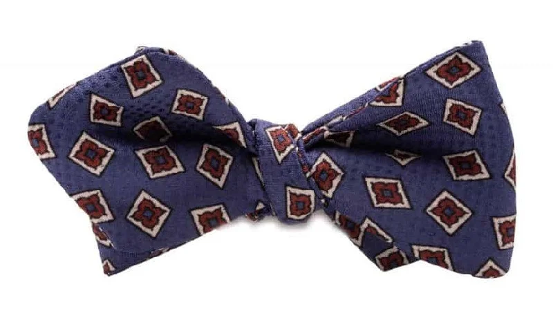 high-quality silk necktie designs for business wear-Butcher Blue Jacquard Woven Bow Tie