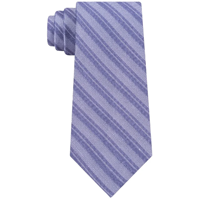 luxury silk bow ties for business wear-Calvin Klein Mens Linen Stripe Self-tied Necktie, Purple, One Size - One Size