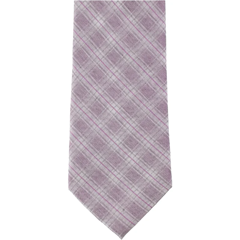 stylish patterned silk ties for business wear-Calvin Klein Mens Plaid Self-tied Necktie, Purple, One Size - One Size