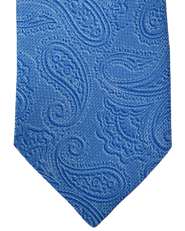 modern wedding silk necktie ideas-Cesare Attolini Silk Tie Blue Paisley SALE