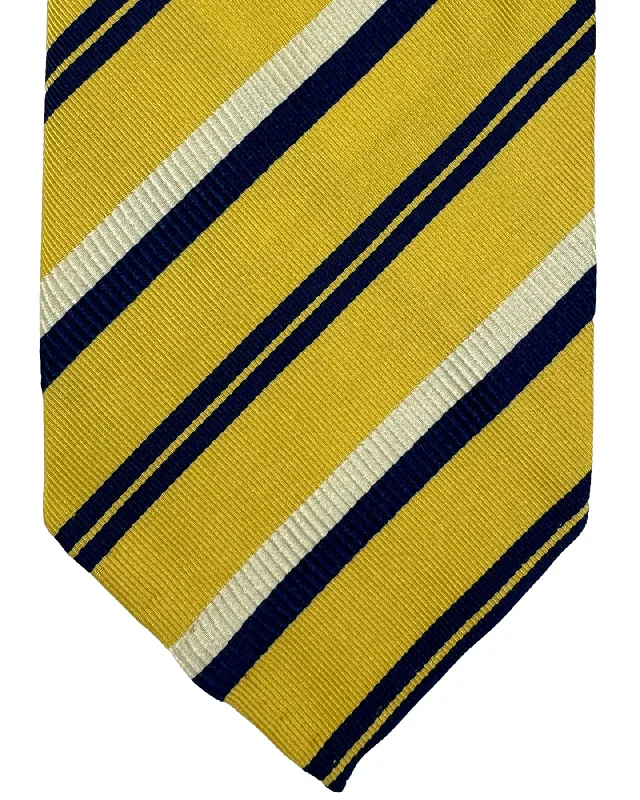 affordable silk wedding necktie combinations-Cesare Attolini Unlined Silk Tie Olive Navy Stripes SALE