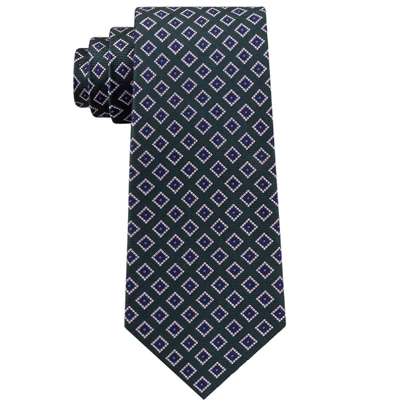 premium silk ties for office wear-Club Room Mens Diamond Dot Self-tied Necktie, Green, One Size - One Size