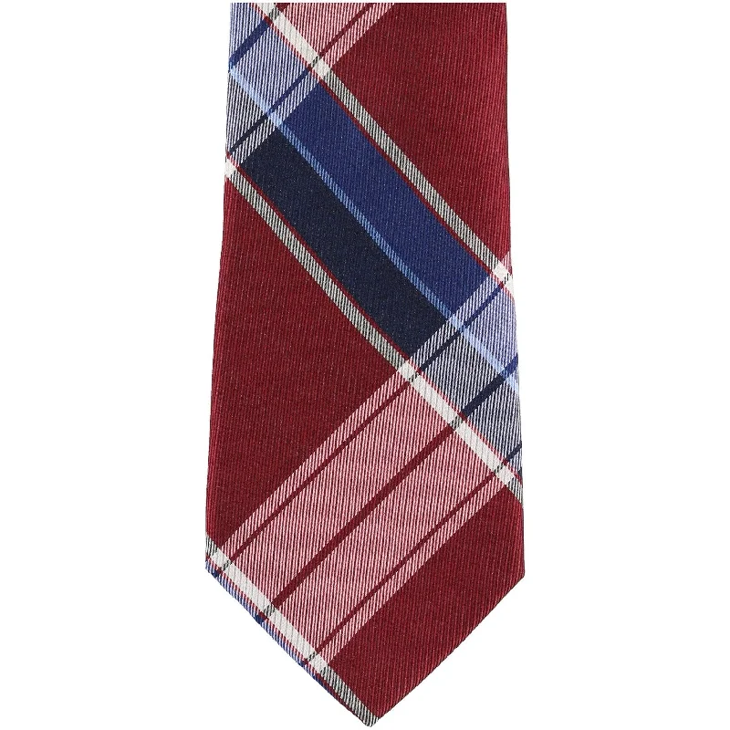 modern wedding necktie sets for men-Club Room Mens Plaid Self-tied Necktie, Red, One Size - One Size