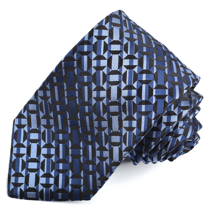 unique wedding necktie patterns for men-Silk Woven Jacquard Geometric Neck Tie G18538