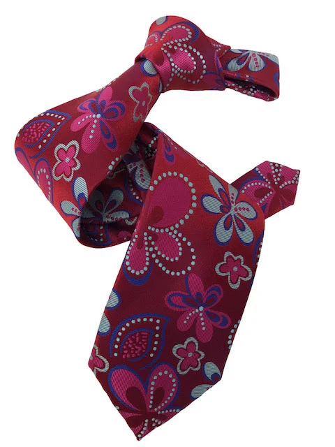 premium business silk bow ties-DMITRY 7-Fold Magenta Patterned Italian Silk Tie