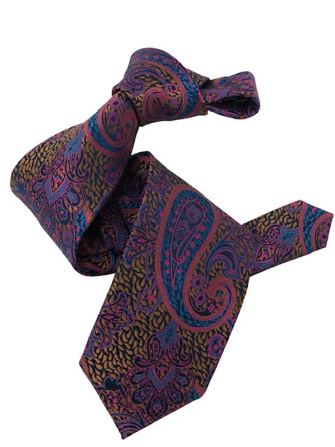 trendy business silk necktie combinations-DMITRY 7-Fold Brown Patterned Italian Silk Tie