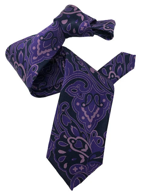 unique business silk necktie designs-DMITRY 7-Fold Purple/Navy Patterned Italian Silk Tie