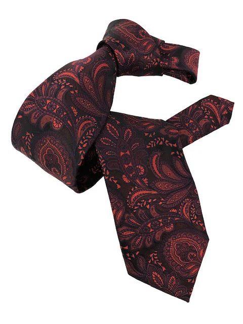 modern office silk necktie designs-DMITRY 7-Fold Red Patterned Italian Silk Tie