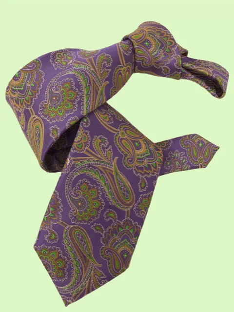 luxury wedding necktie sets for men-DMITRY 7-Fold Lavender Patterned Italian Silk Tie