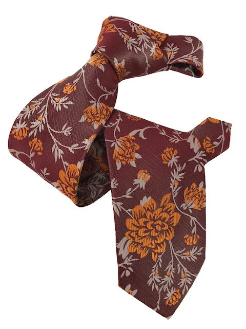 modern silk tie styles for business events-DMITRY 7-Fold Orange Floral Italian Silk Tie