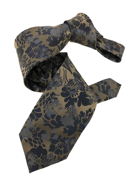 unique silk necktie combinations for weddings-DMITRY 7-Fold Brown Floral Italian Silk Tie