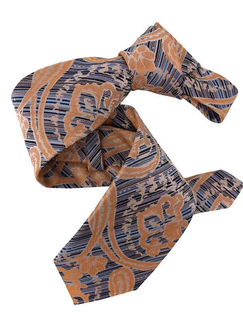 designer silk necktie ideas for weddings-DMITRY 7-Fold Peach Paisley Italian Silk Tie