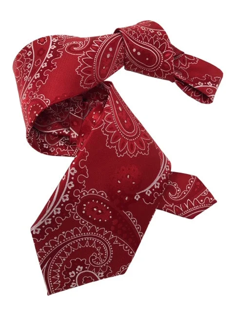 affordable silk necktie designs for formal events-DMITRY Men's 7-Fold Red Paisley Italian Silk Tie