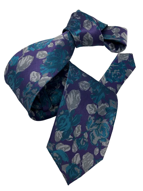 elegant wedding silk necktie designs for men-DMITRY Men's Purple Floral Italian Silk Tie