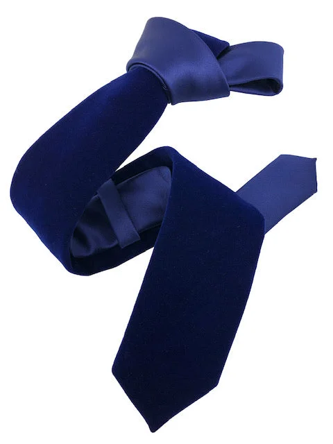 vibrant silk necktie sets for weddings-DMITRY Blue Velvet Italian Semi Skinny Tie