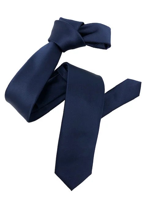 business silk tie sets for formal wear-Dmitry Men's Navy Italian Silk Solid Skinny Tie & Pocket Square