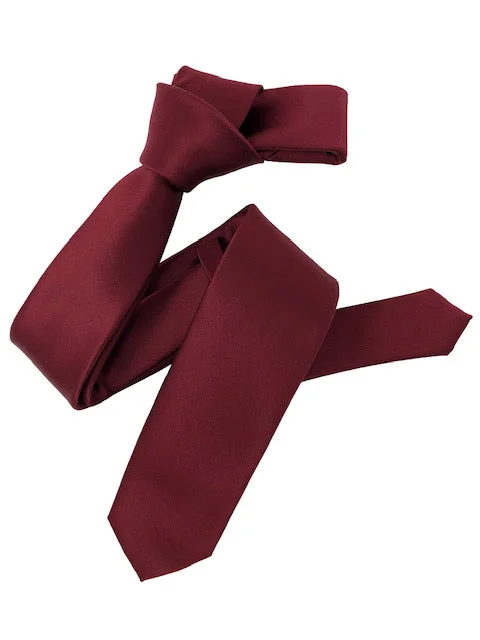 high-quality silk necktie designs for business wear-Dmitry Men's Burgundy Italian Silk Solid Skinny Tie & Pocket Square Set