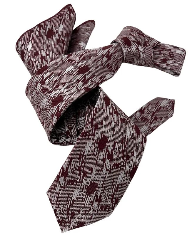 stylish silk ties for formal business events-DMITRY Men's Burgundy Patterned Italian Silk Tie & Pocket Square Set