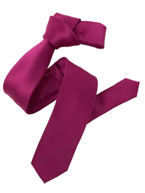 premium silk necktie colors for office wear-Dmitry Men's Fuchsia Italian Silk Solid Skinny Tie & Pocket Square