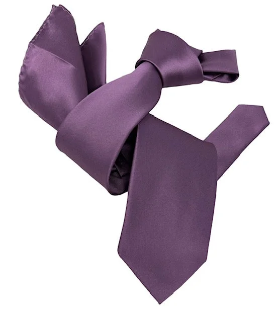 unique office silk tie options-DMITRY Men's Solid Purple Italian Silk Tie & Pocket Square Set