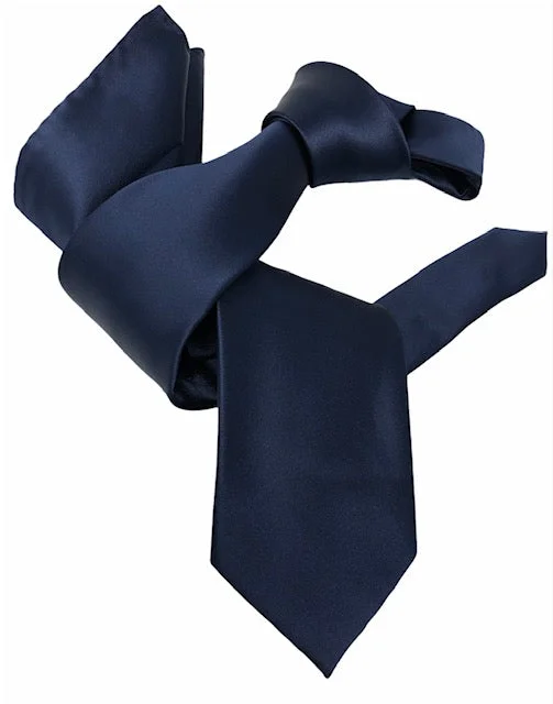 affordable silk bow ties for weddings-DMITRY Men's Solid Navy Italian Silk Tie & Pocket Square Set