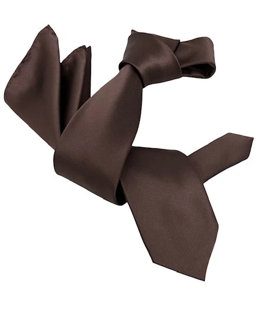 fashionable silk necktie ideas for men-DMITRY Men's Solid Brown Italian Silk Tie & Pocket Square Set