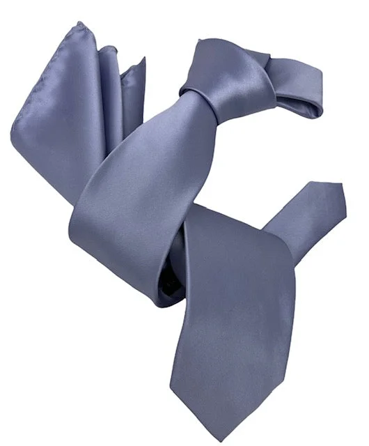 elegant silk necktie designs for office wear-DMITRY Men's Solid Lavender Italian Silk Tie & Pocket Square Set