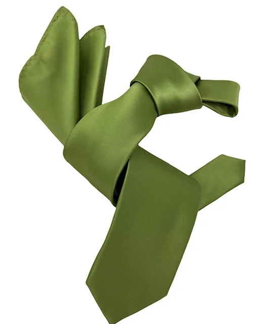 vibrant silk necktie combinations for weddings-DMITRY Men's Solid Green Italian Silk Tie & Pocket Square Set