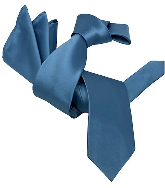 modern silk necktie combinations for office wear-DMITRY Men's Solid Light Blue Italian Silk Tie & Pocket Square Set