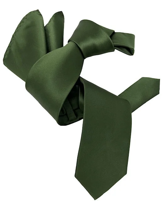 elegant business silk necktie designs-DMITRY Men's Solid Green Italian Silk Tie & Pocket Square Set