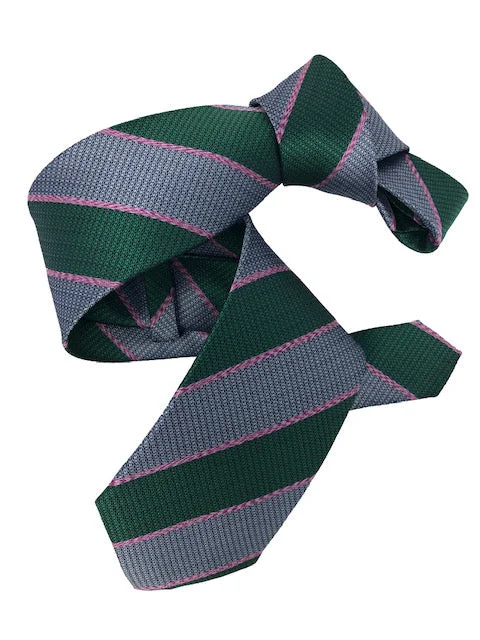 premium office silk necktie ideas for business wear-DMITRY Men's Green Striped Italian Silk Tie