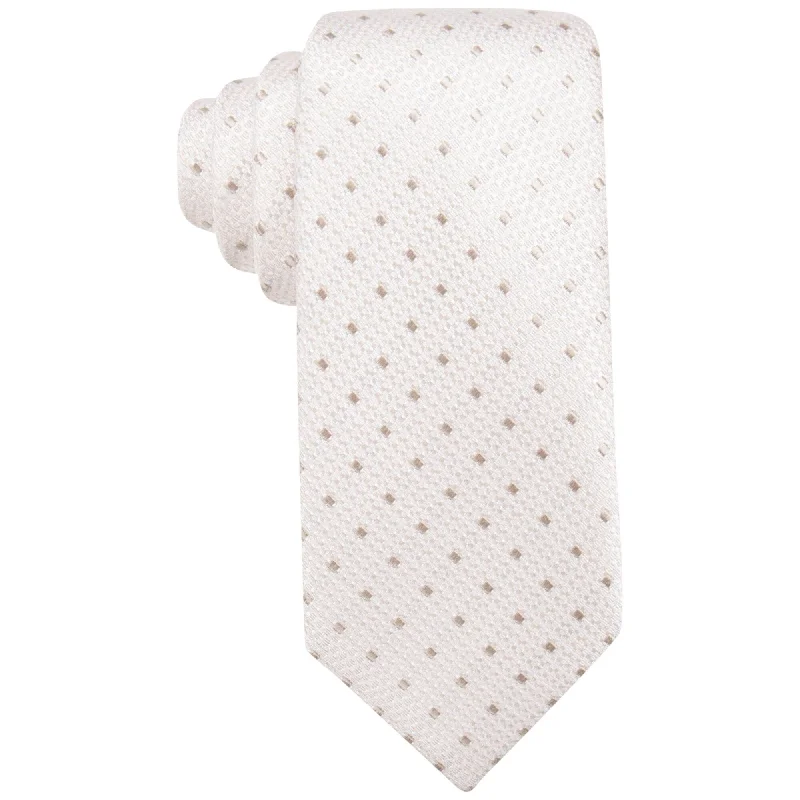 unique necktie designs for office wear-Countess Mara Mens Amber Self-tied Necktie, Off-White, One Size - One Size