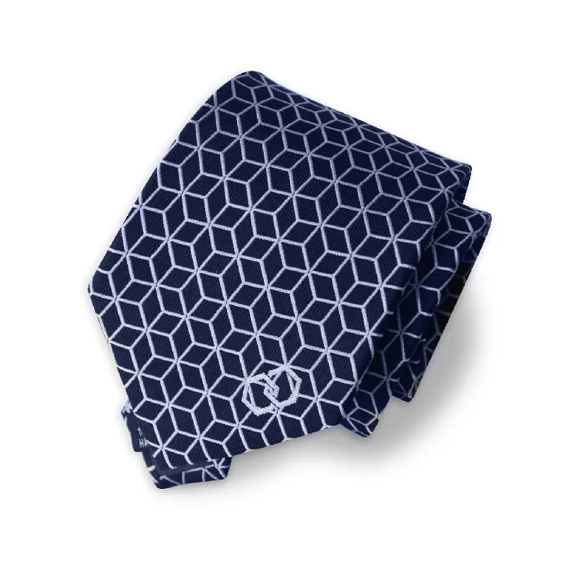 luxurious silk necktie designs for men-Cubico Azure Silk Tie