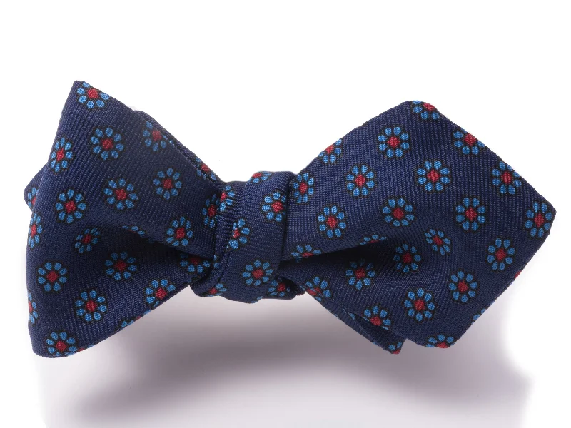 vibrant necktie colors for business events-Dark Blue Micropattern Madder Silk Bow Tie