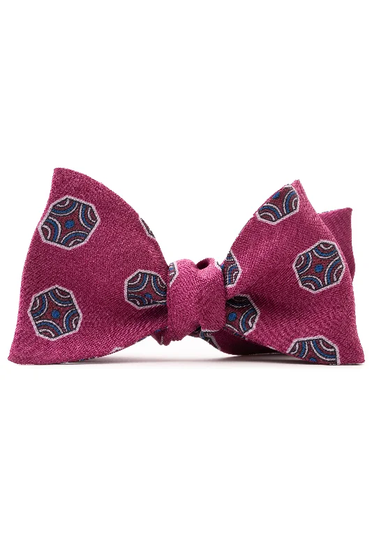 high-end silk necktie designs for office wear-Dark Mauve Fancy Tile Butterfly Bow Tie