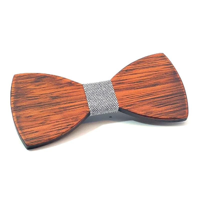 luxury silk necktie packs for weddings-Dark Wood Black Dot Fabric Kids Bow Tie