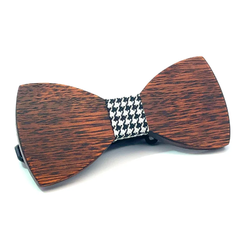 premium silk necktie designs for formal events-Dark Wood Houndstooth Kids Bow Tie