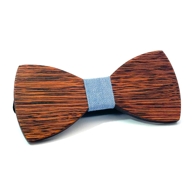 business necktie designs for wedding parties-Dark Wood Light Blue Dot Fabric Kids Bow Tie