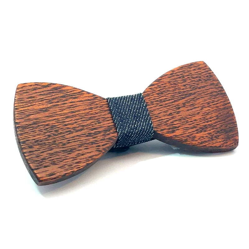 elegant silk necktie designs for office wear-Dark Wood White Dot Fabric Kids Bow Tie