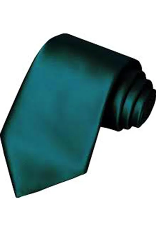 stylish wedding silk necktie combinations-Deep Green Satin Skinny Neck Tie