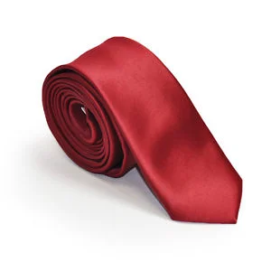 modern silk necktie designs for business-Deep Red Satin Skinny Neck Tie