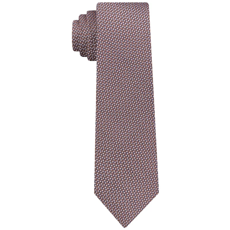 modern office silk necktie designs-DKNY Mens Frosted Geo Self-tied Necktie, Orange, One Size - One Size